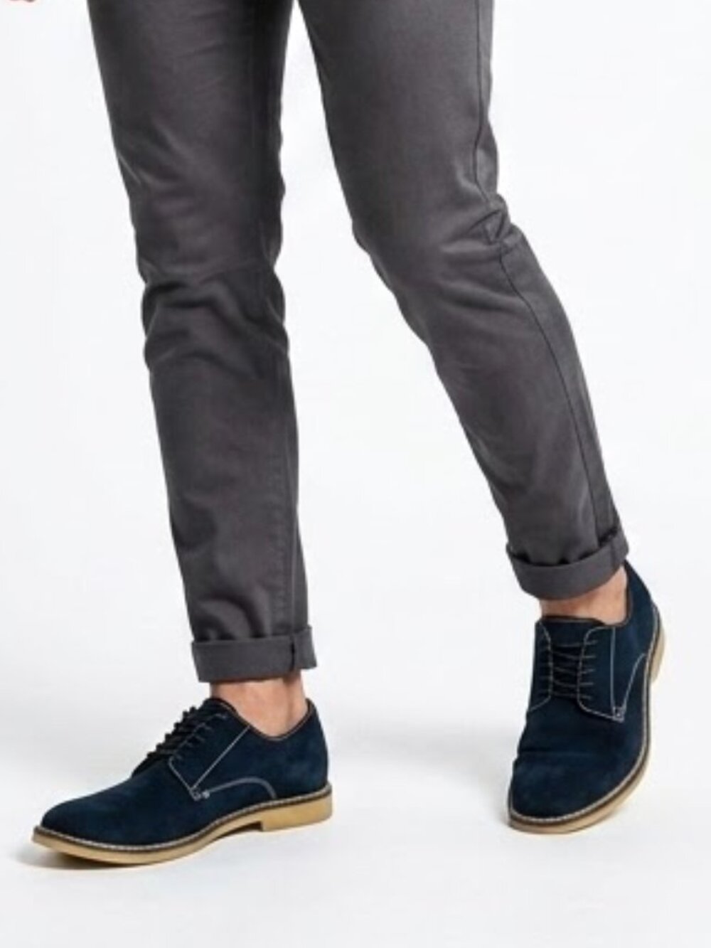 Banana Republic Navy Suede Derby Shoes Mens 12 Dark Academia Preppy Blue Oxford
